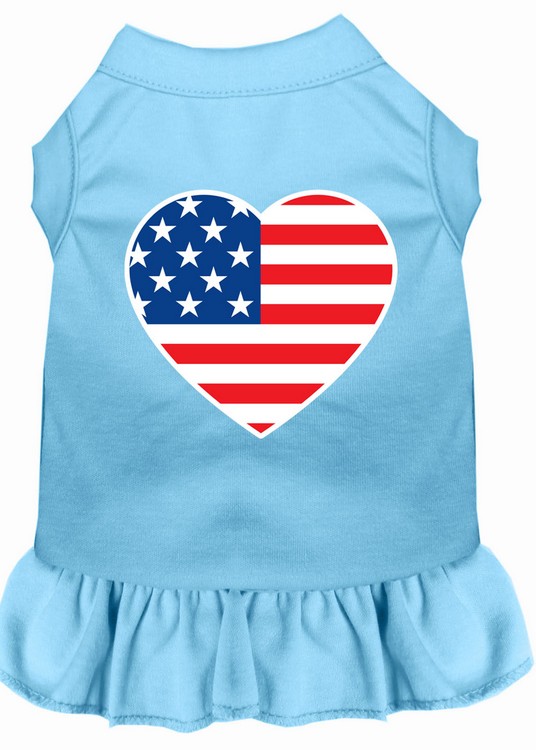 American Flag Heart Screen Print Dress Baby Blue 4X (22)